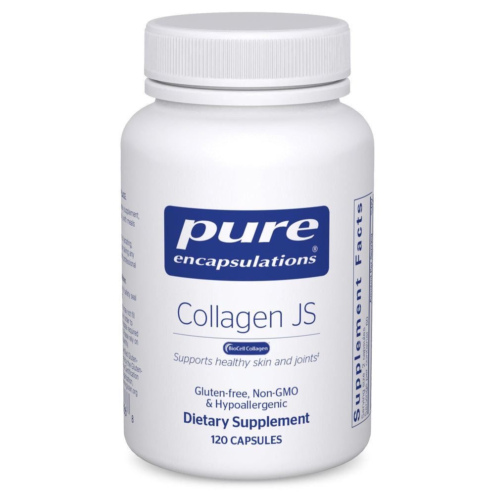 Pure Encapsulations Collagen JS bottle front showing joint and skin support