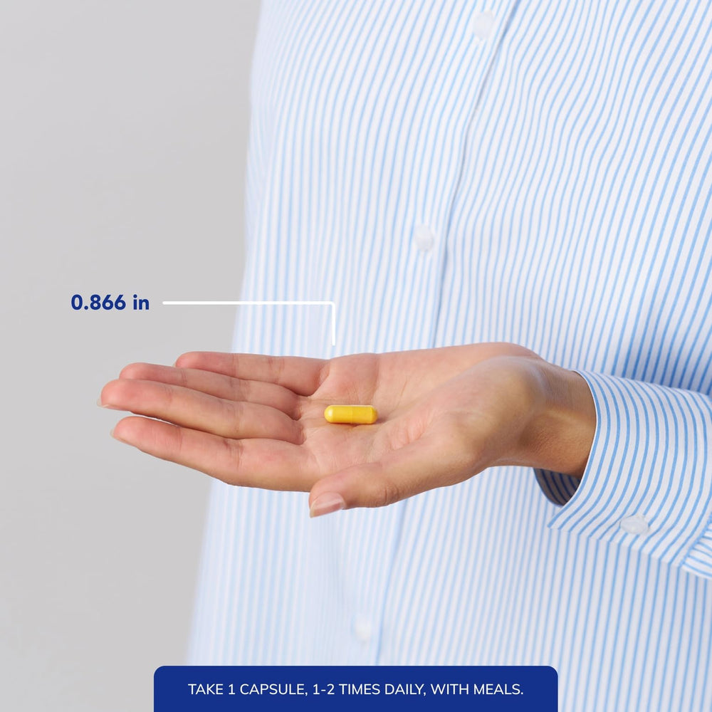 Pure Encapsulations CoQ10 cap close-up showing easy daily serving.