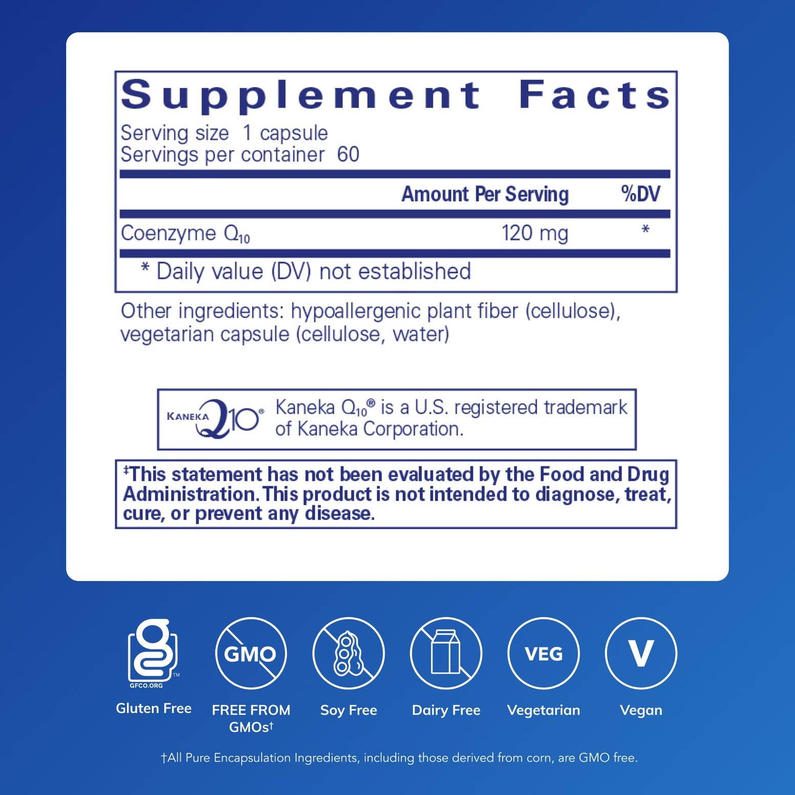 Pure Encapsulations CoQ10 capsules close-up highlighting capsule form for daily energy support.