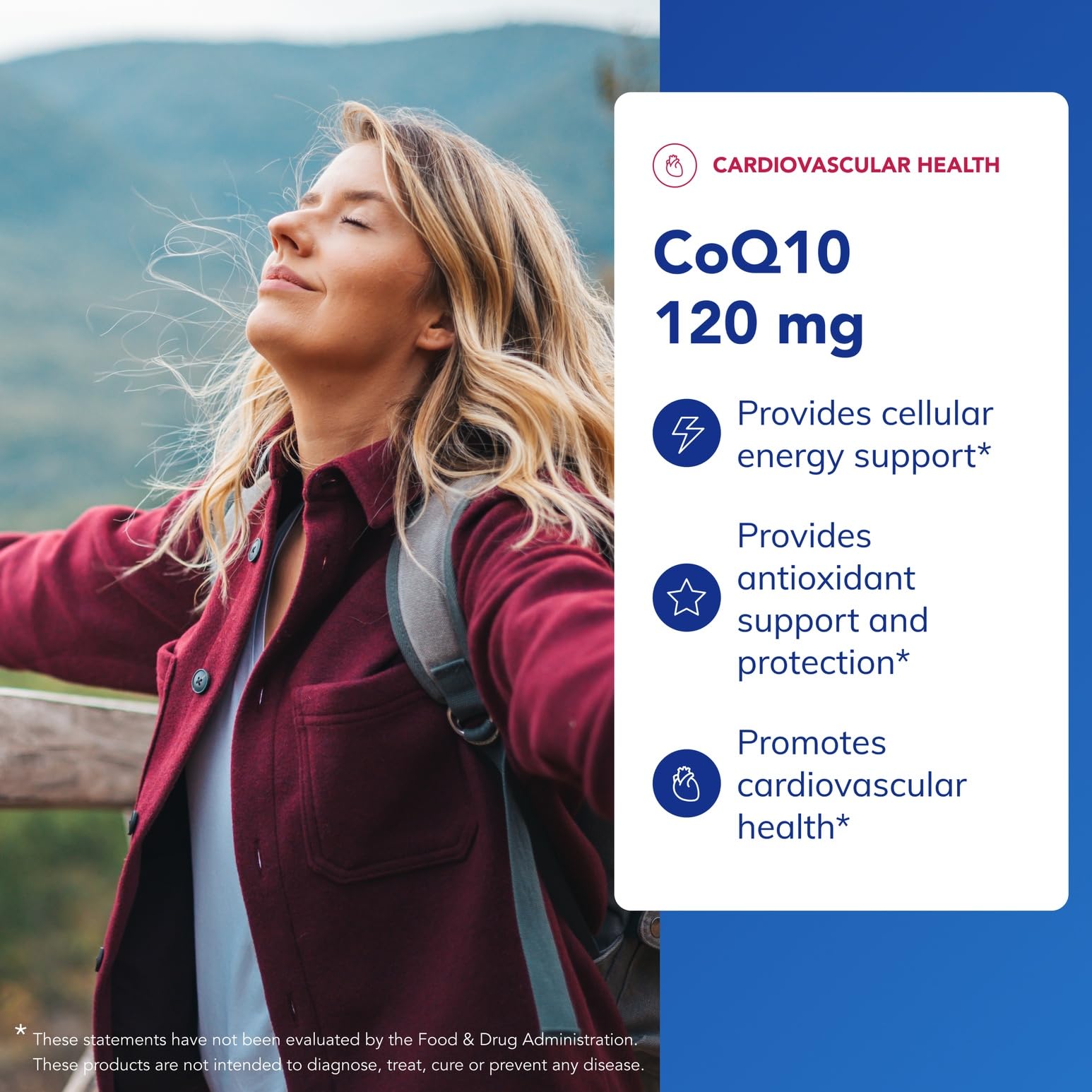 Pure Encapsulations CoQ10 bottle label detailing heart and antioxidant support.