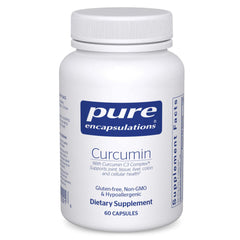 Pure Encapsulations Curcumin 500 mg bottle with 60 vegan capsules for joint support.