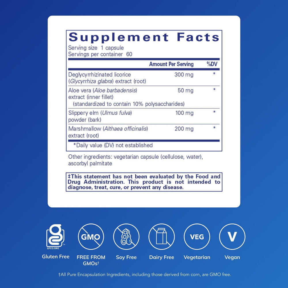 DGL Plus capsules close-up, simple daily wellness capsule.