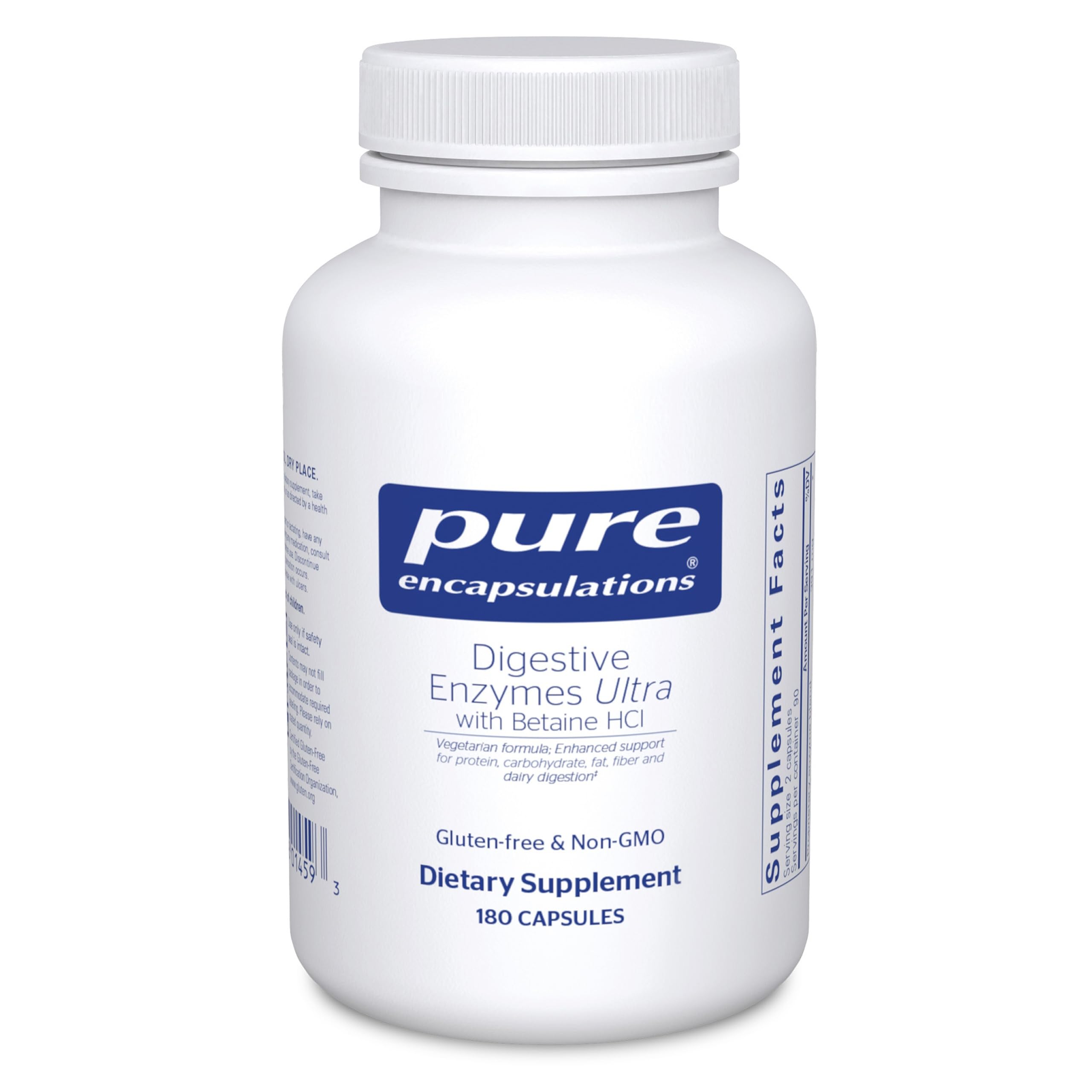 Pure Encapsulations Digestive Enzymes Ultra bottle showing vegetarian blend for digestion support