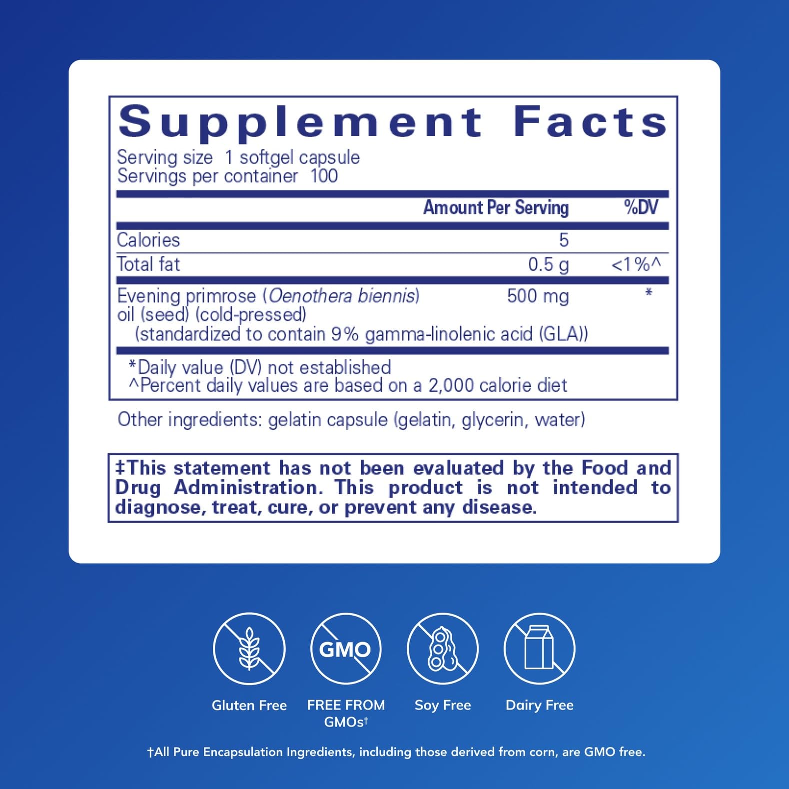 Close-up of E.P.O. softgel capsules for gentle daily intake.