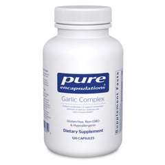 Pure Encapsulations Garlic Complex bottle front showing premium packaging for antioxidant support