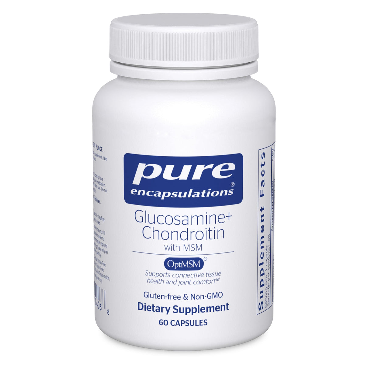 Pure Encapsulations glucosamine chondroitin with MSM bottle supports joint health