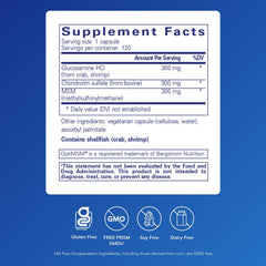 Pure Encapsulations capsules close-up highlighting 300 mg blends for cartilage support.