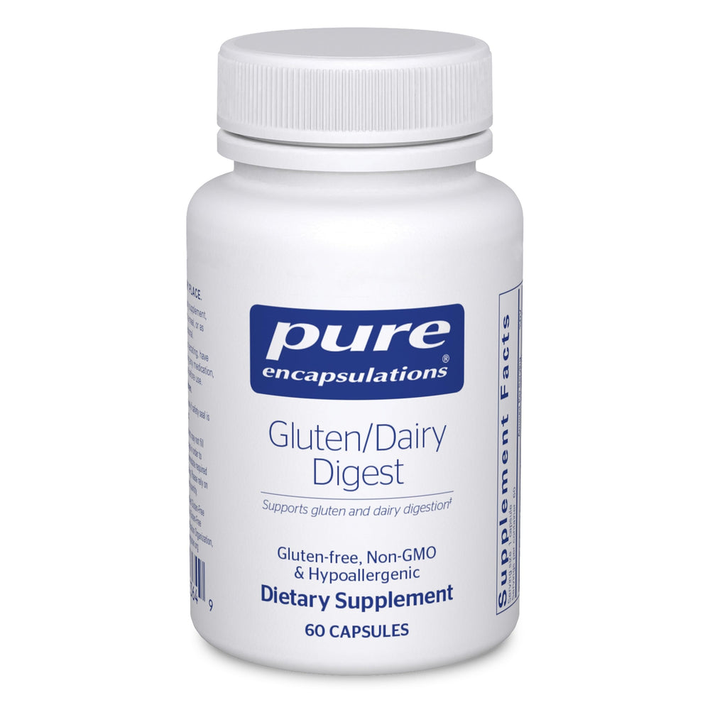 Pure Encapsulations Gluten/Dairy Digest bottle with enzyme blend for GI comfort