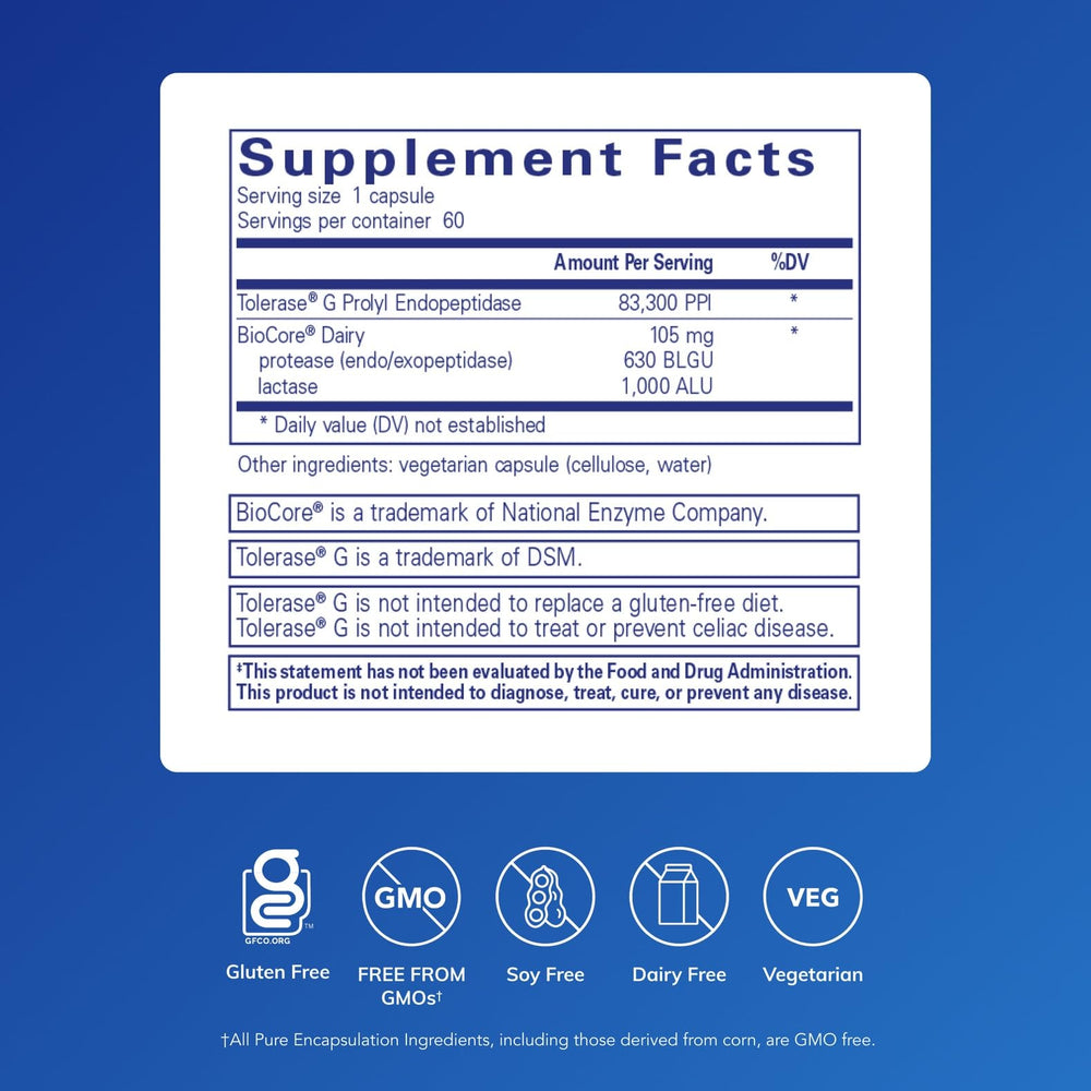 Pure Encapsulations Gluten/Dairy Digest capsules supporting occasional bloating