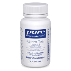 Pure Encapsulations Green Tea Extract Decaf bottle for convenient daily antioxidant support.