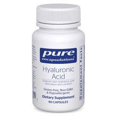 Pure Encapsulations Hyaluronic Acid bottle for hydration and joint support.