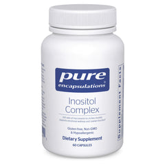 Pure Encapsulations Inositol Complex bottle front view indicating a clean formulation for energy and metabolism