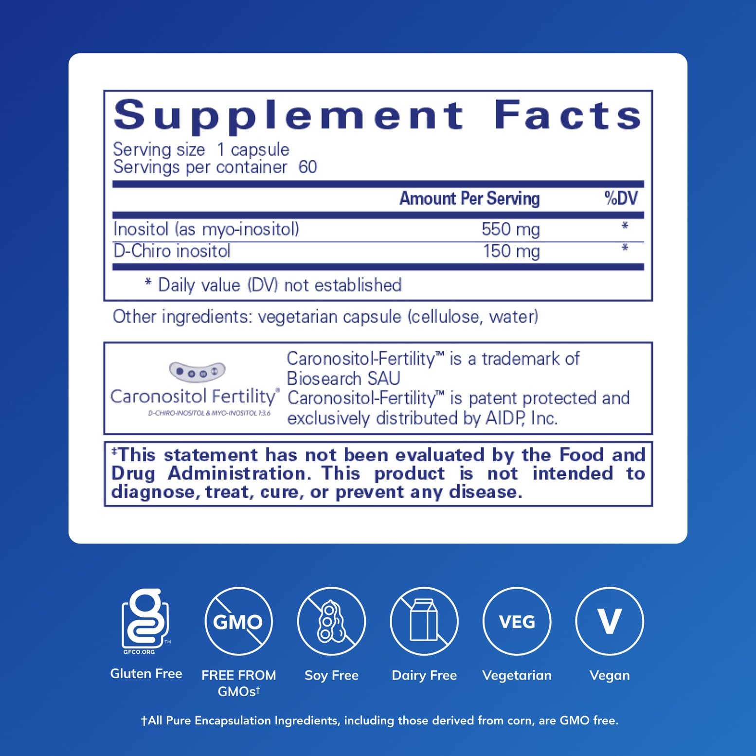 Inositol Complex capsules close-up highlighting the easy-to-swallow form for daily wellness