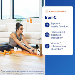 Pure Encapsulations Iron-C label detail emphasizing gluten-free and vegan formula
