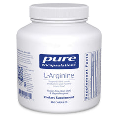Pure Encapsulations L-Arginine bottle front shows a trusted heart health supplement for daily use.