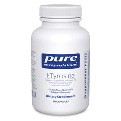 Pure Encapsulations L-Tyrosine bottle front for brain-support potential.