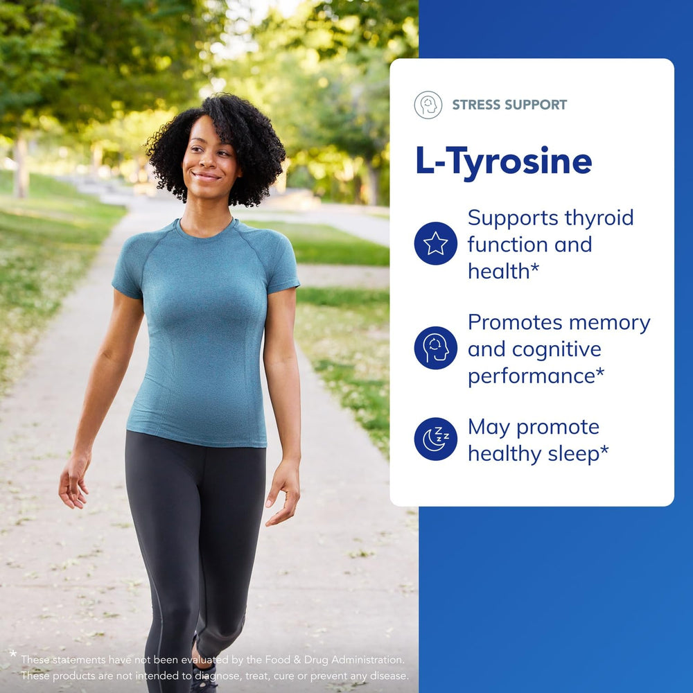 Pure Encapsulations L-Tyrosine label detail emphasizing purity and allergen-free formulation.