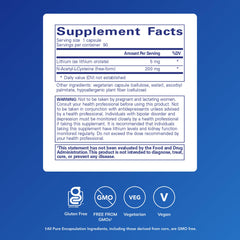 Pure Encapsulations lithium orotate capsules close-up showing dosage for cognitive support