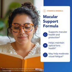 Close-up of Pure Encapsulations Macular Support label detailing purity and potency