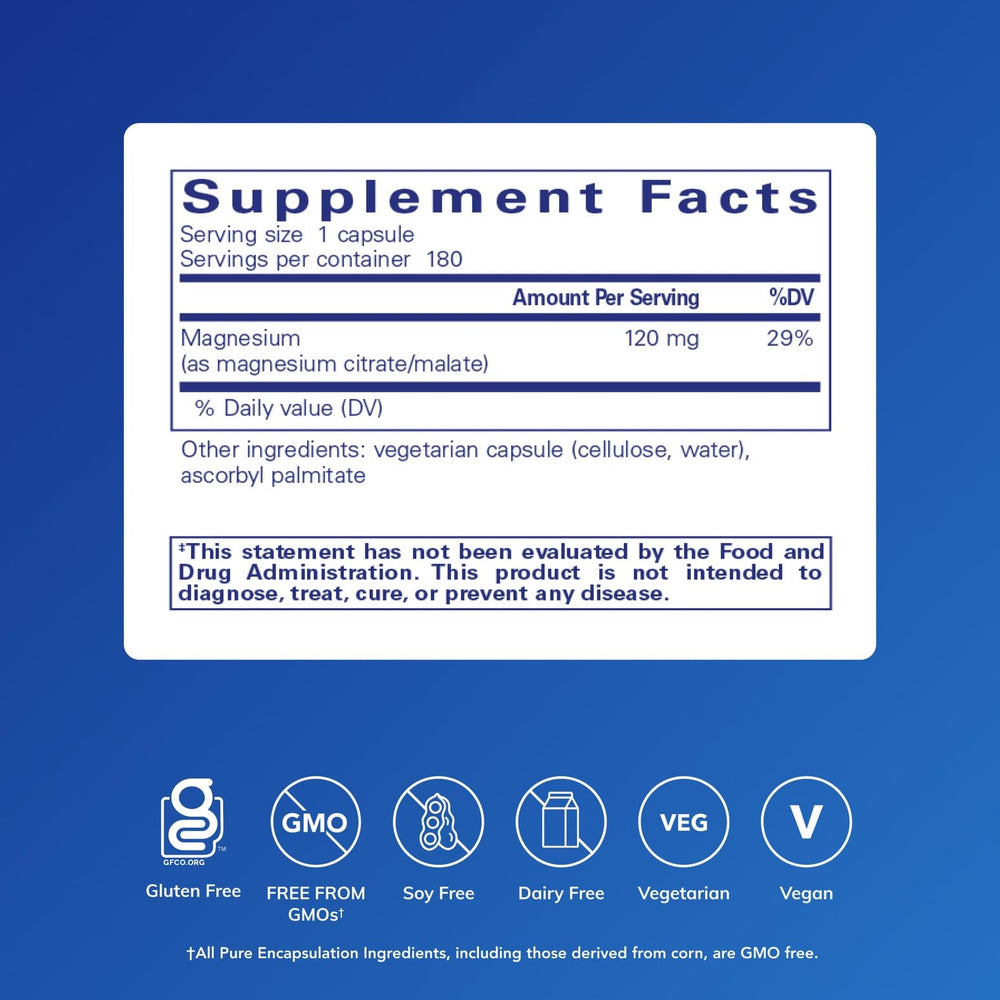 Close-up of Pure Encapsulations magnesium capsules for easy daily intake