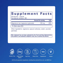 Pure Encapsulations Magnesium Glycinate capsules on a label, suggesting heart and nerve support.