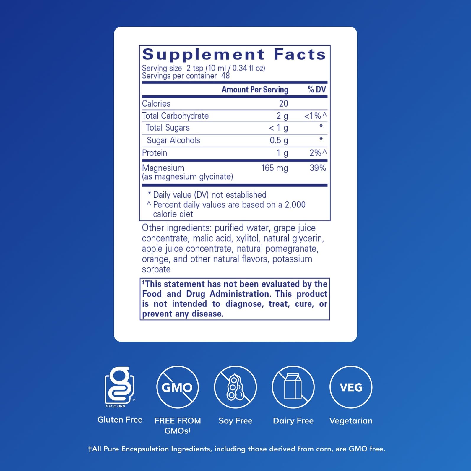 Pure Encapsulations Magnesium Glycinate Liquid being poured for easy daily use.