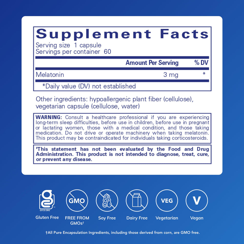 Melatonin 3 mg capsules closeup showing smooth texture for restful nights
