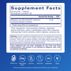 Pure Encapsulations Melatonin-SR capsules close-up showing extended-release texture.
