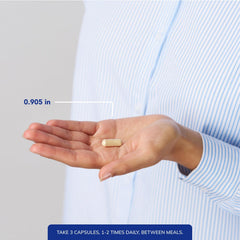 Pouring MotilPro capsules to illustrate simple daily dosing