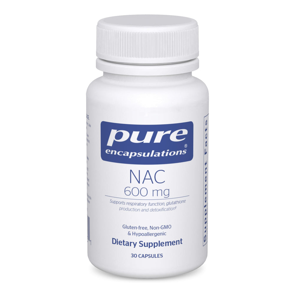 Pure Encapsulations NAC 600 mg bottle for daily lung and immune support.