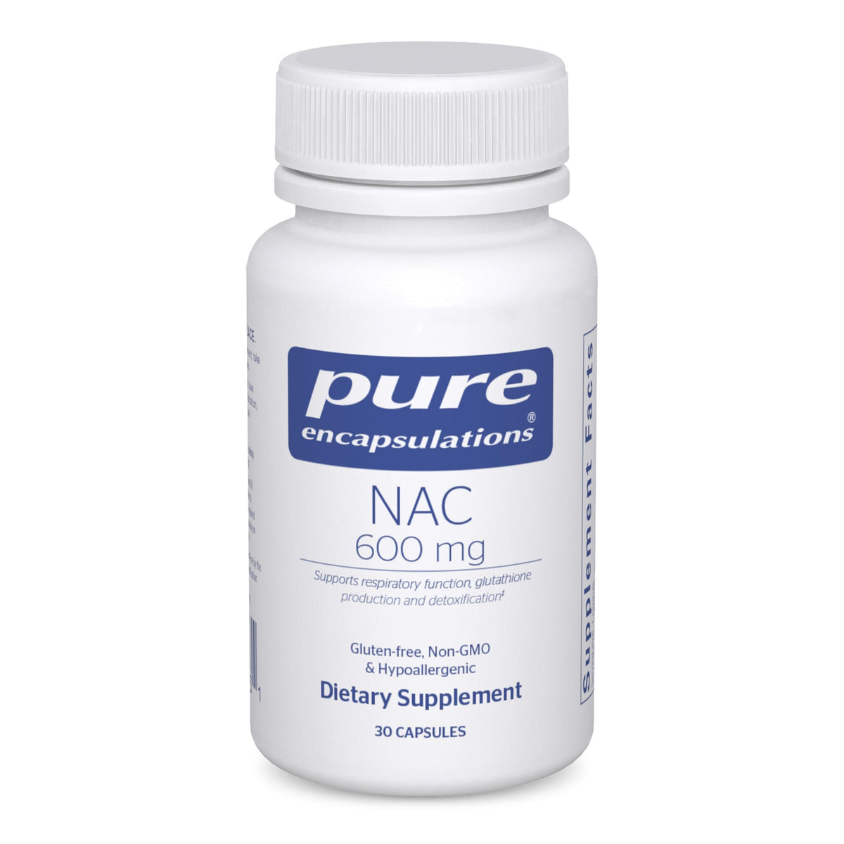 Pure Encapsulations NAC 600 mg bottle for daily lung and immune support.