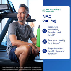 NAC 900 mg capsules outside bottle ready for daily respiratory and immune support