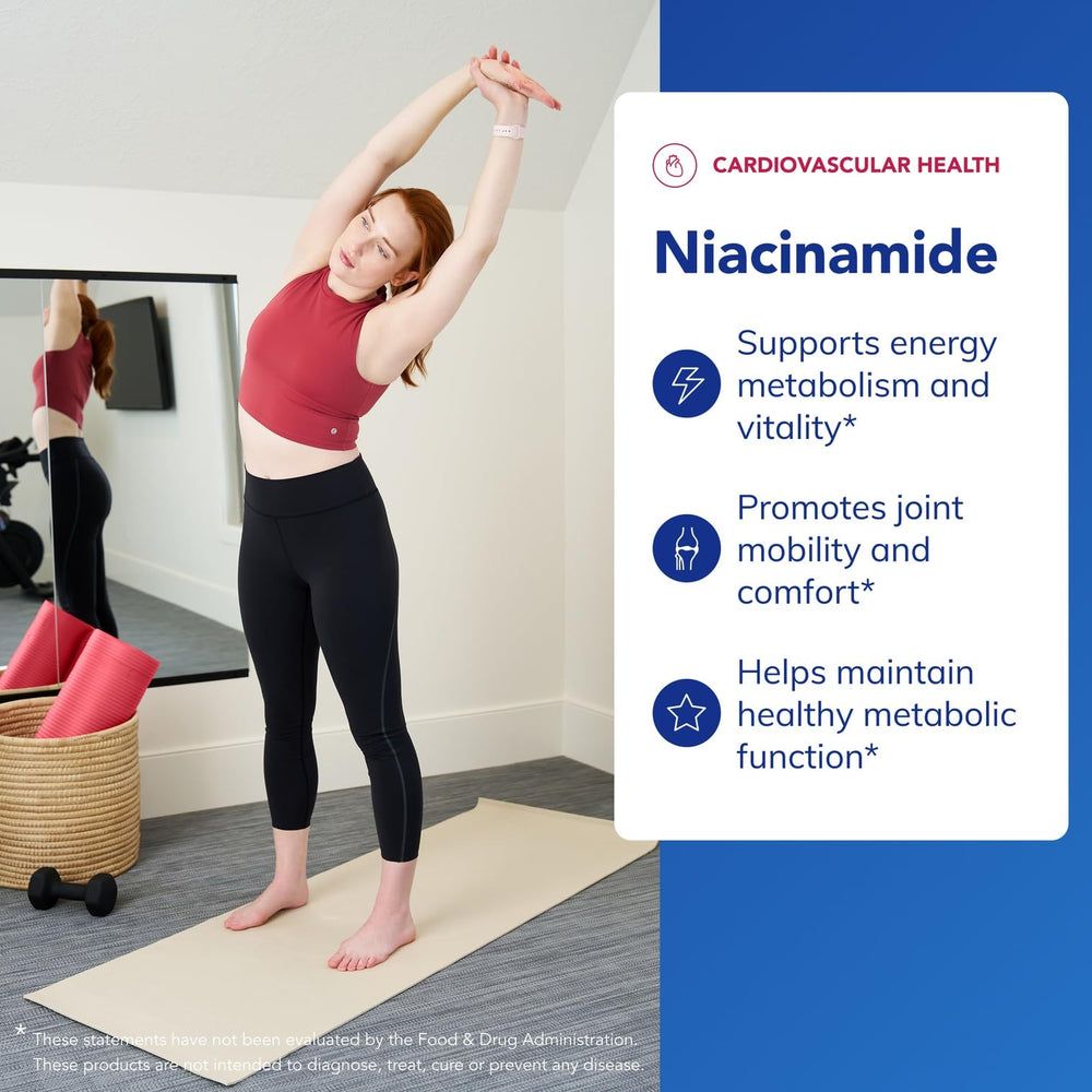 Pure Encapsulations Niacinamide capsules shown for daily joint-support routines