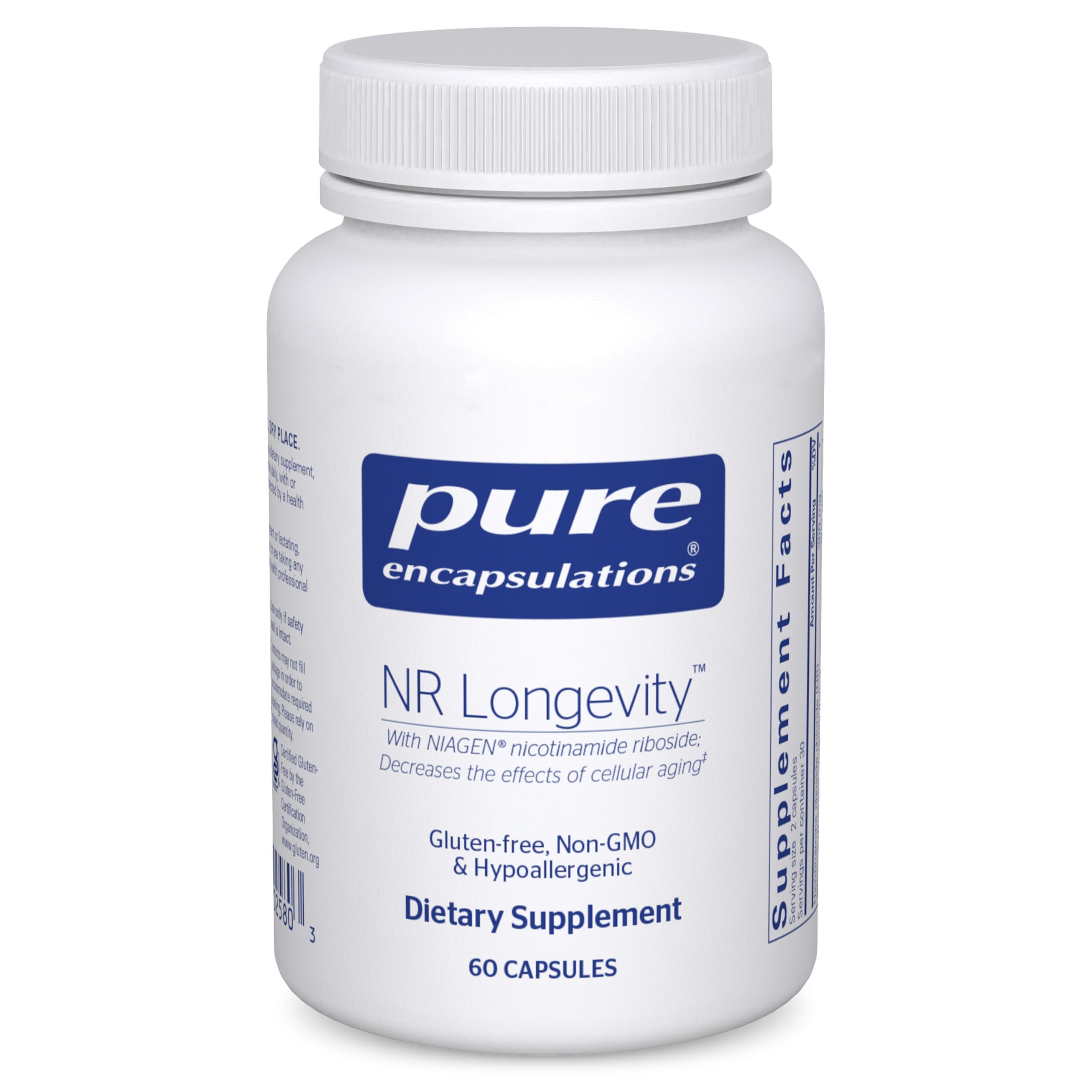 Pure Encapsulations NR Longevity bottle; NAD+ support for daily vitality