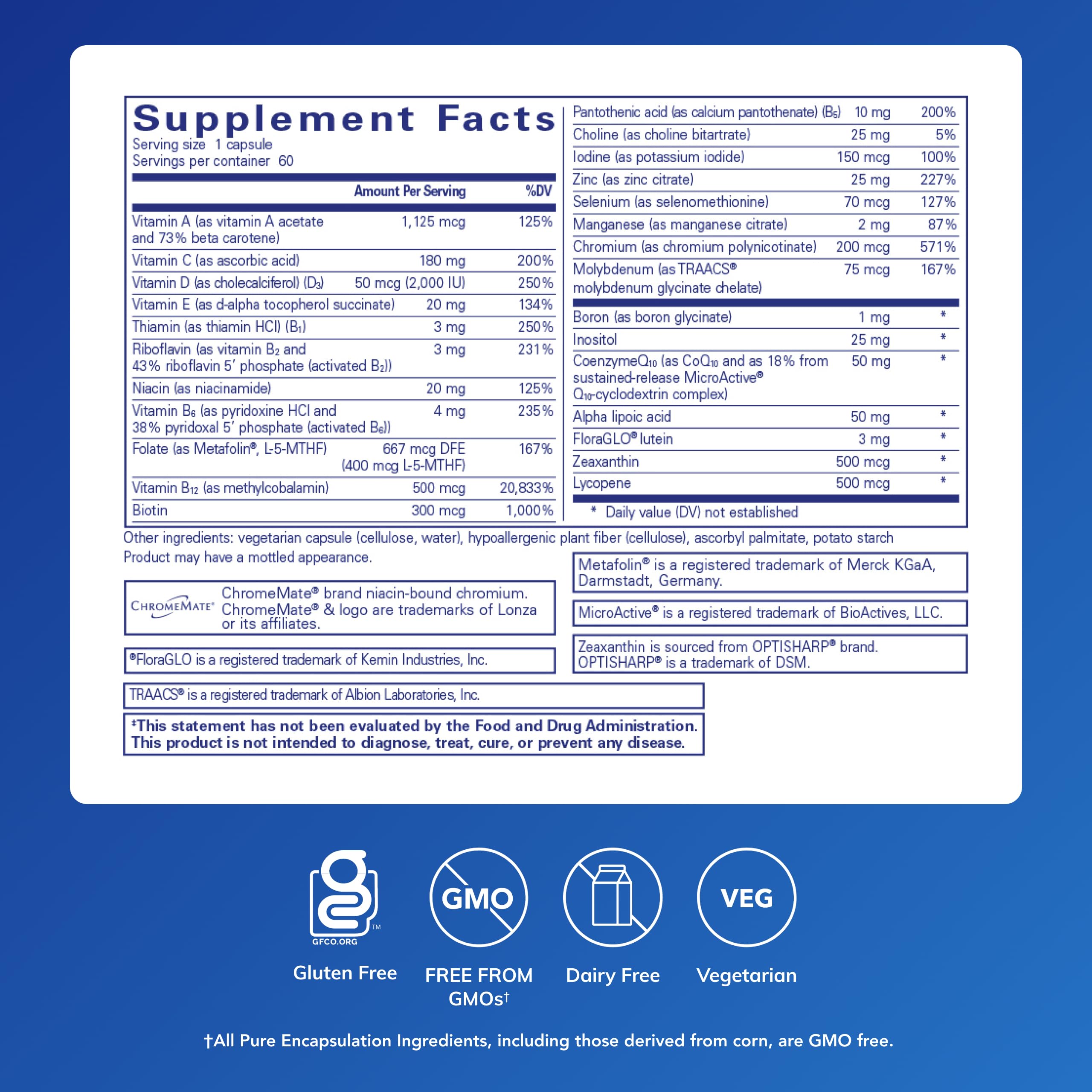 Pure Encapsulations O.N.E. capsules in hand showing convenient daily nutrition.