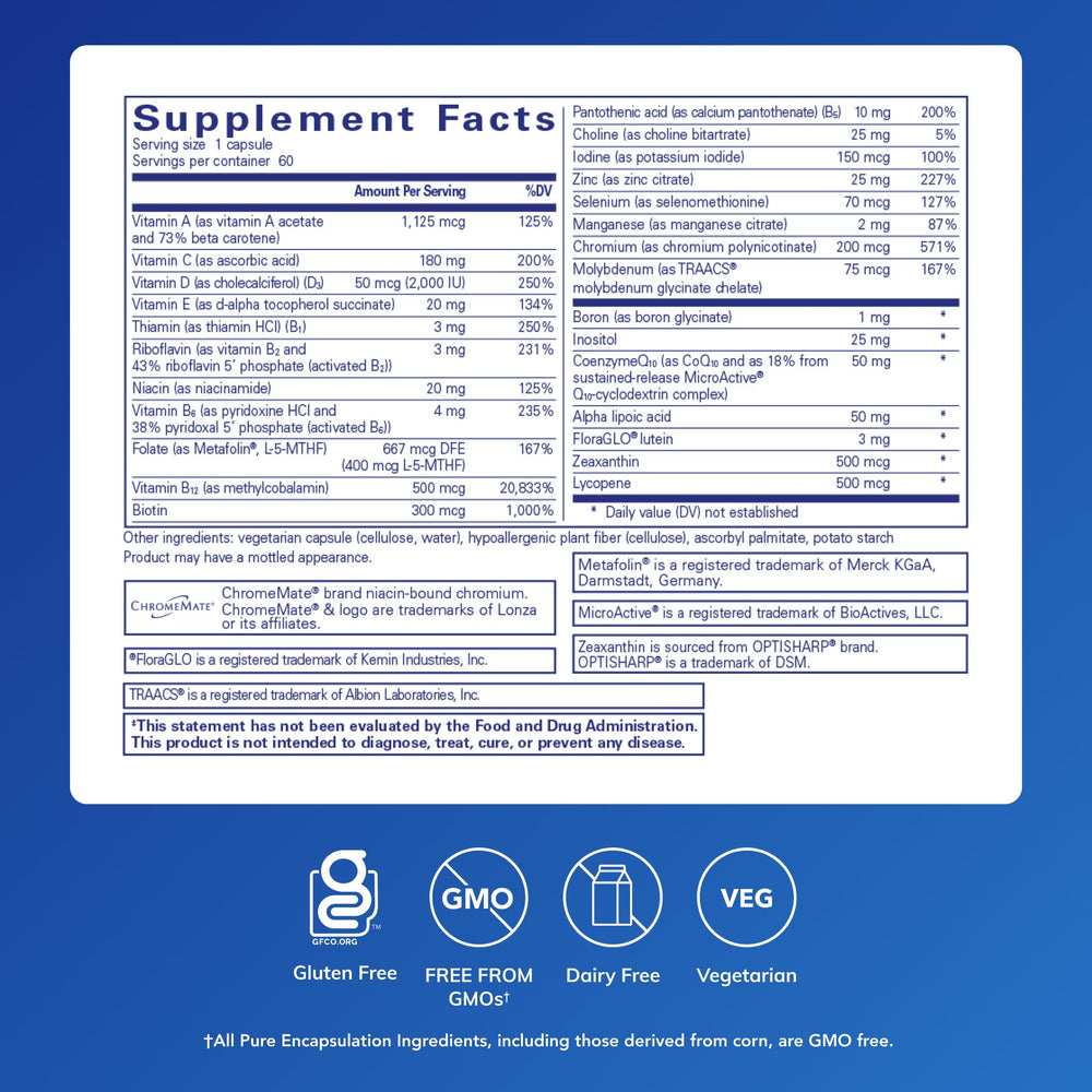 Pure Encapsulations O.N.E. capsules in hand showing convenient daily nutrition.