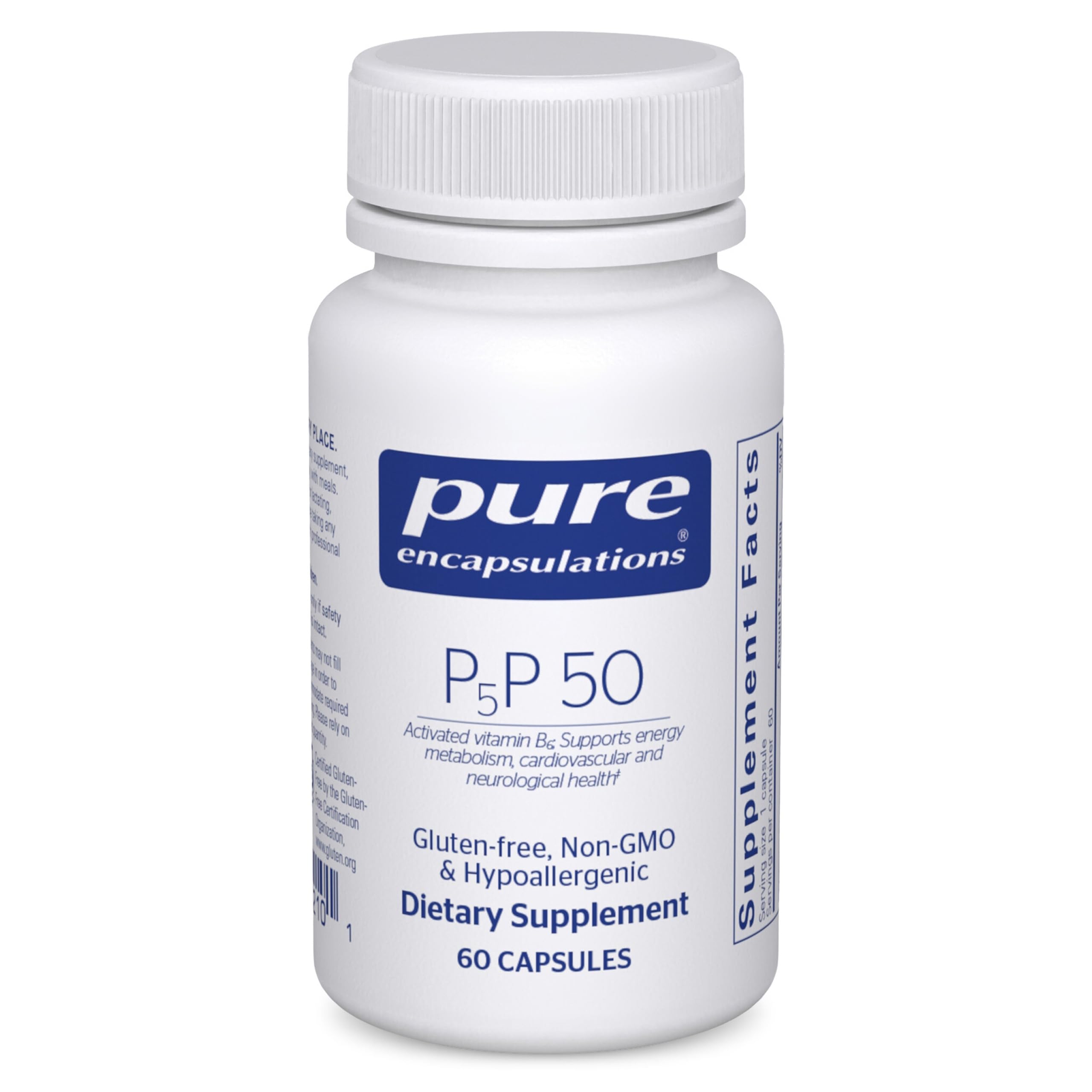 Pure Encapsulations P5P 50 bottle with capsules for energy metabolism support.