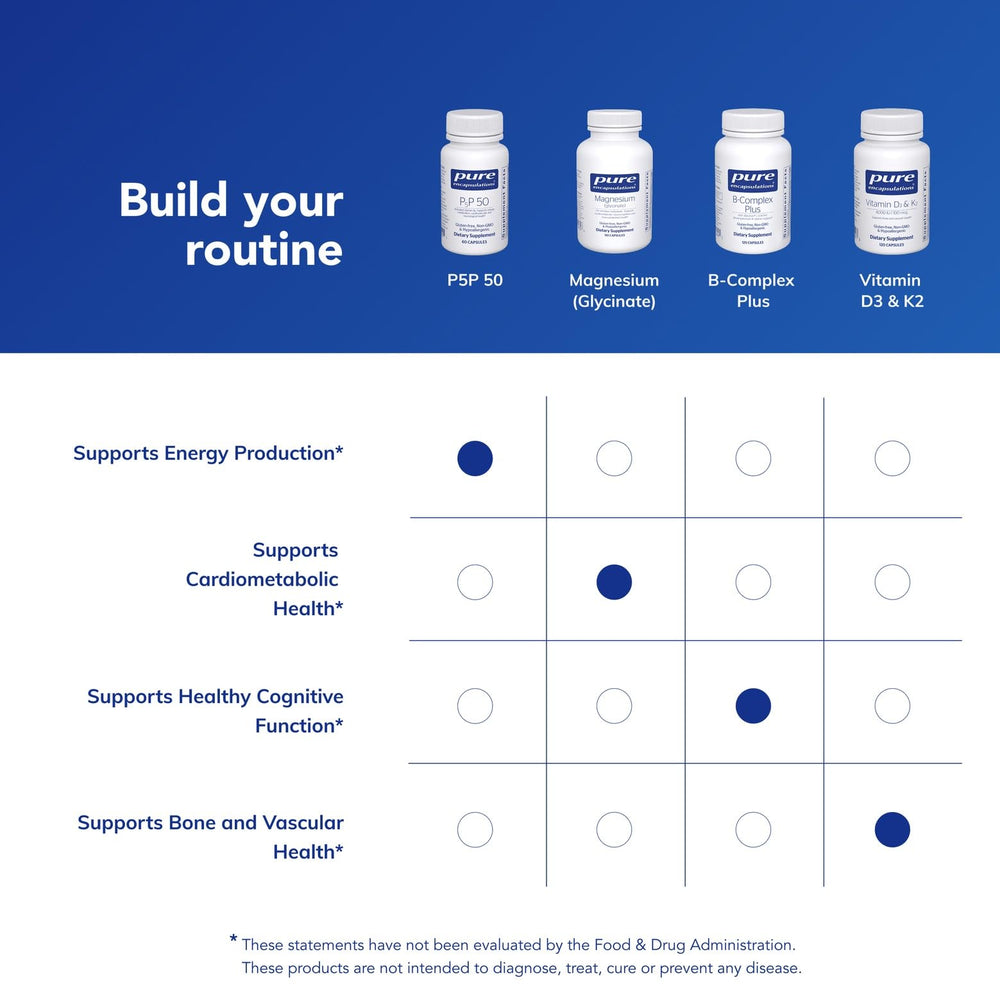 Pure Encapsulations P5P 50 packaging highlights allergen-free formula.