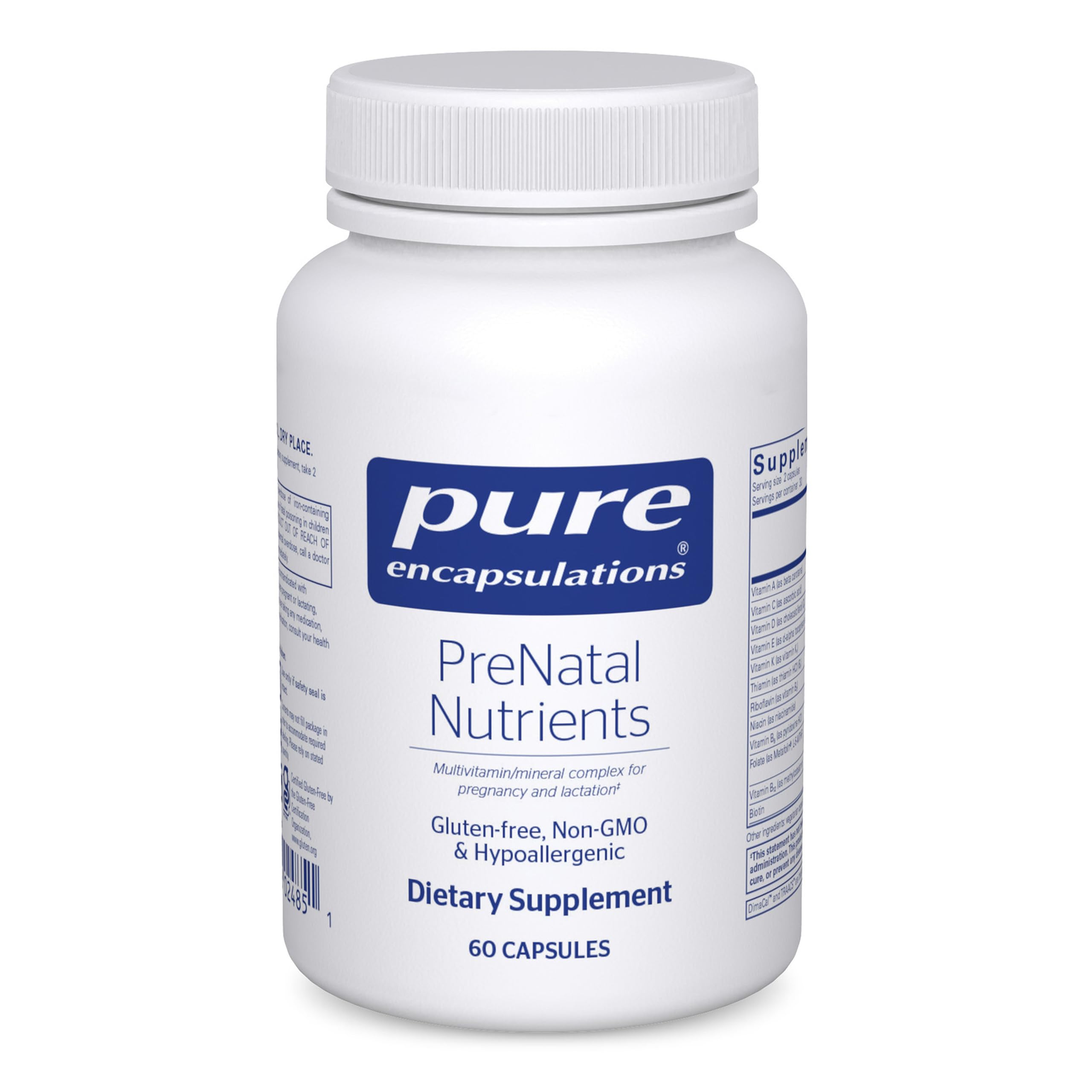 Pure Encapsulations PreNatal Nutrients bottle for daily prenatal nutrition