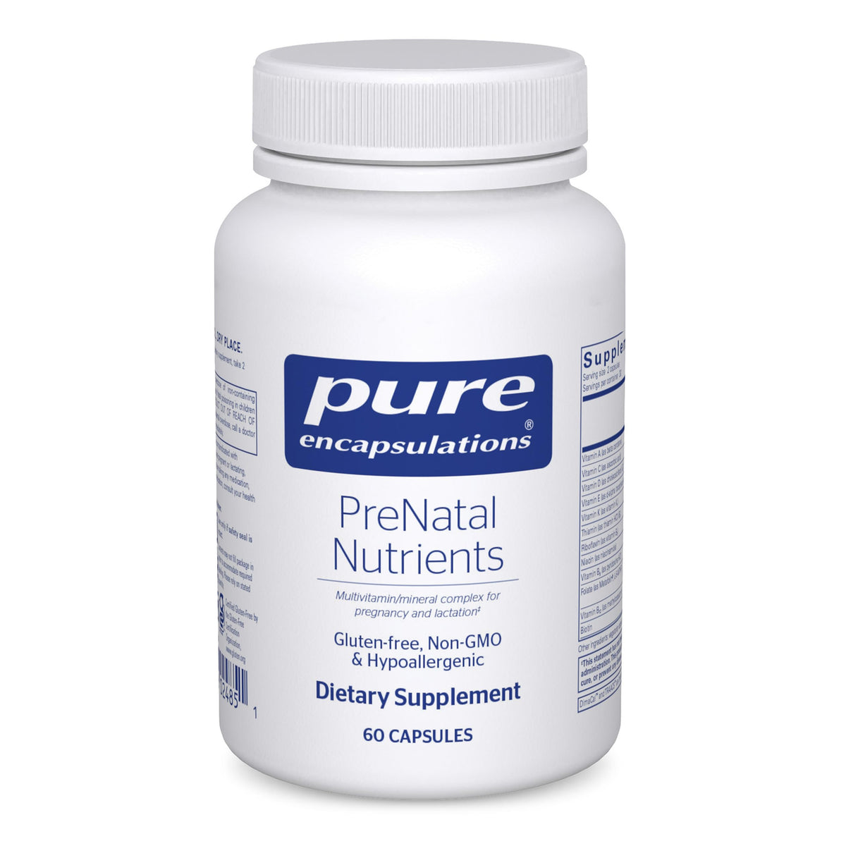 Pure Encapsulations PreNatal Nutrients bottle for daily prenatal nutrition
