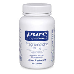 Pure Encapsulations Pregnenolone 30 mg bottle for memory support on white background