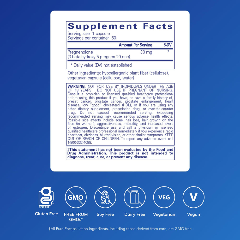 Pregnenolone 30 mg capsules ready for daily memory and focus.