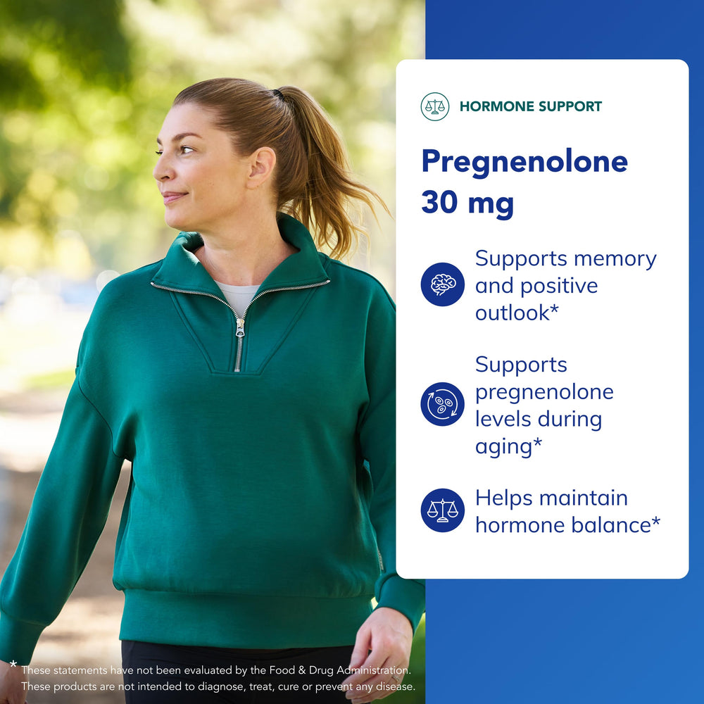 Pure Encapsulations Pregnenolone label highlights allergen-free vegan ingredients