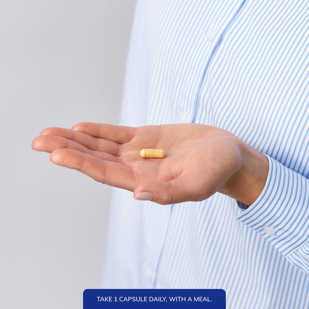 Pure Genomics B-Complex bottle-top with dosage guidance and seal visible.