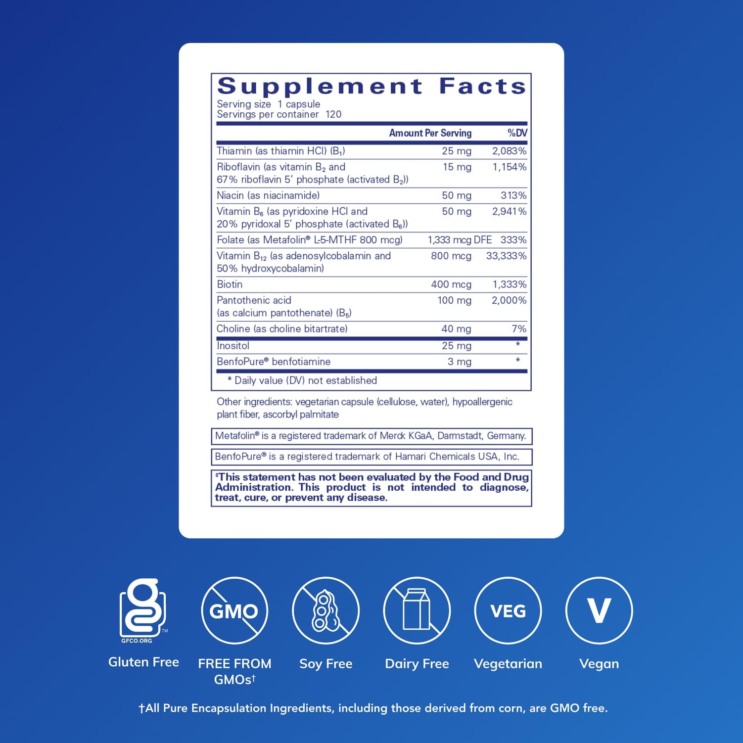 PureGenomics B-Complex label highlighting L-5-MTHF and B12 blend for methylation support.