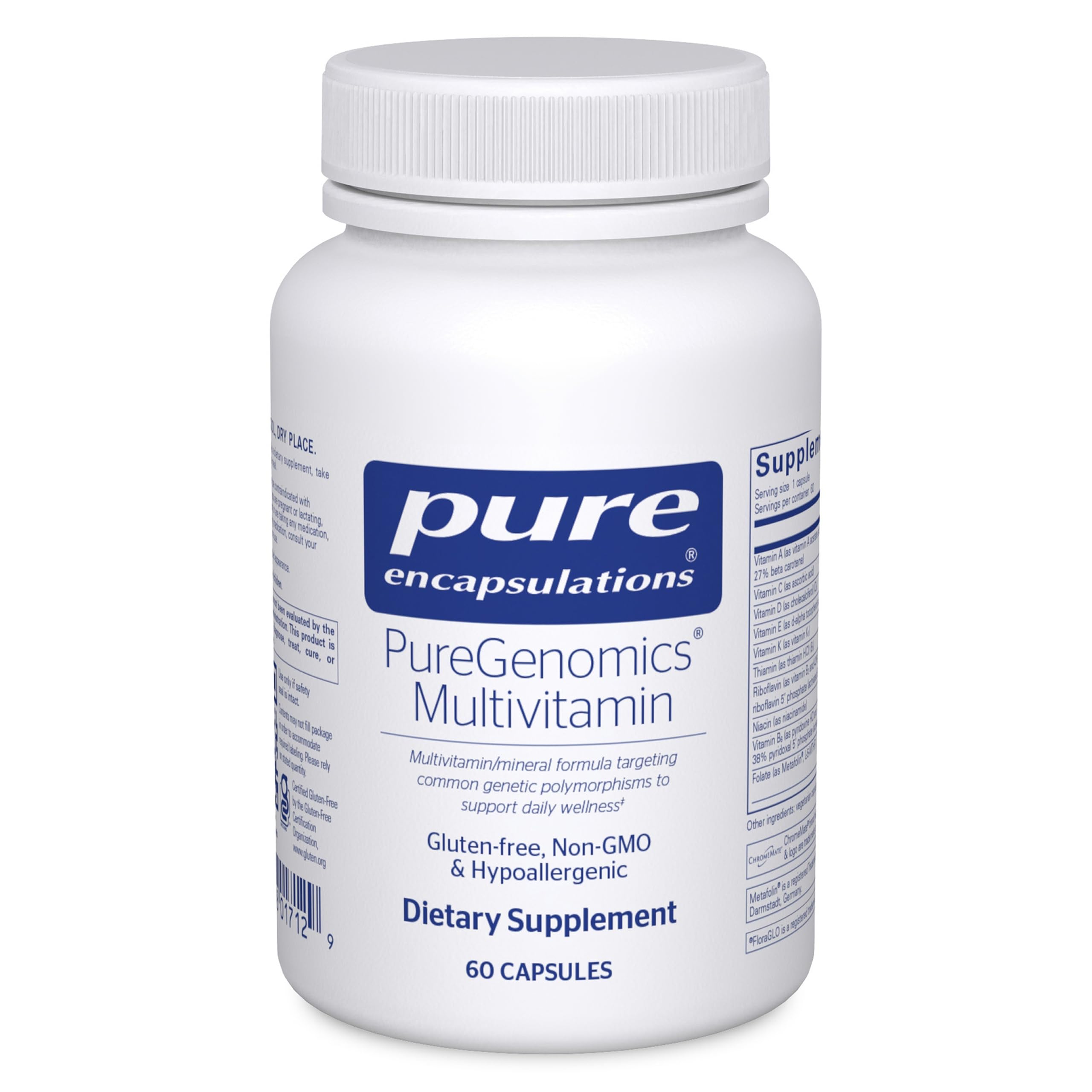 Pure Encapsulations PureGenomics Multivitamin bottle front supports daily nutrient intake