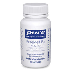 PureMelt B12 Folate bottle and label, vegan and non-GMO.