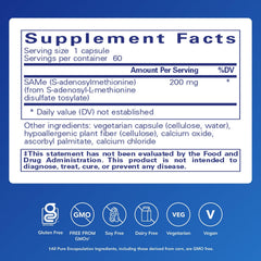 Pure Encapsulations SAMe capsules closeup highlighting capsule texture for daily methylation support.