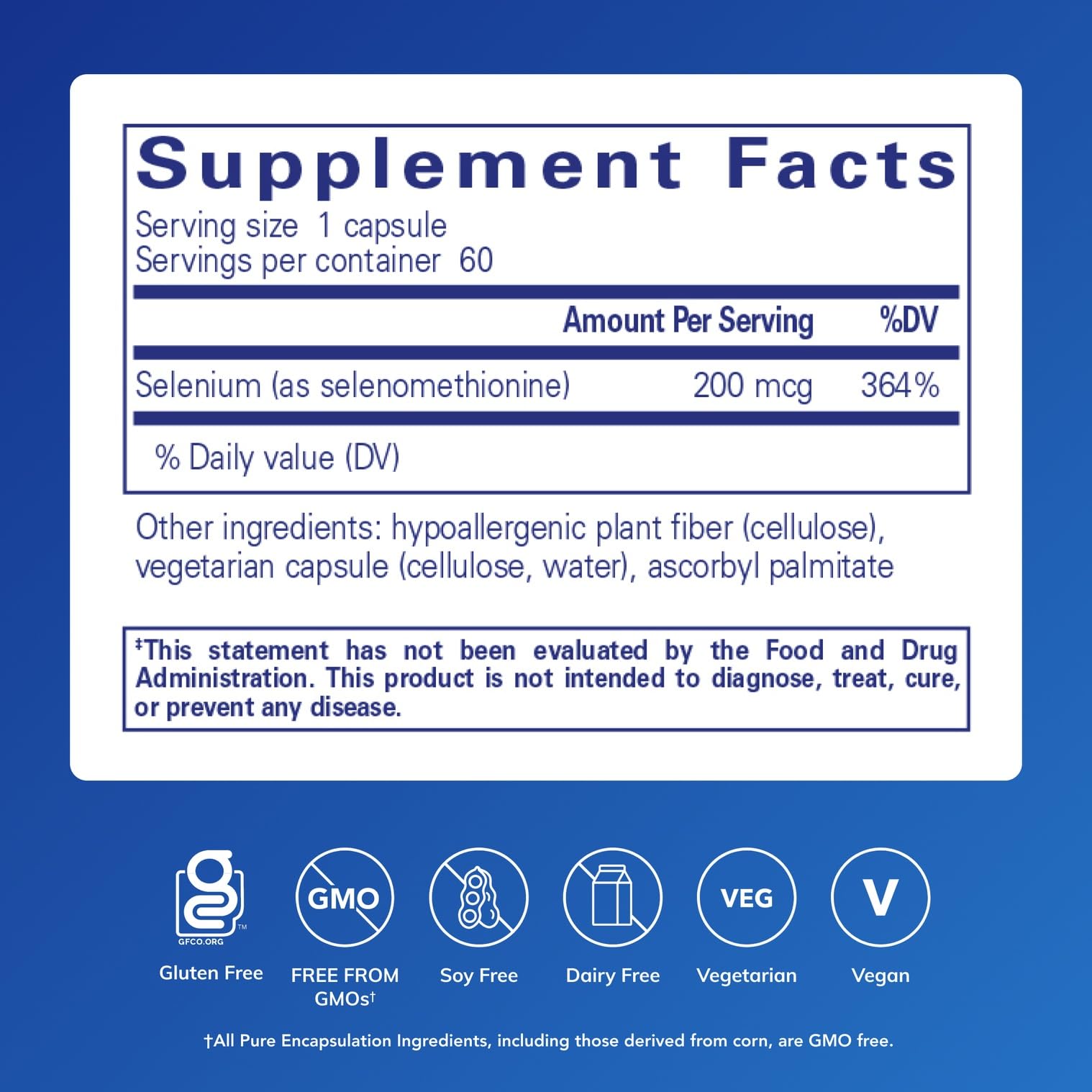 Pure Encapsulations Selenium capsules closeup highlights vegan, easy-to-take supplement