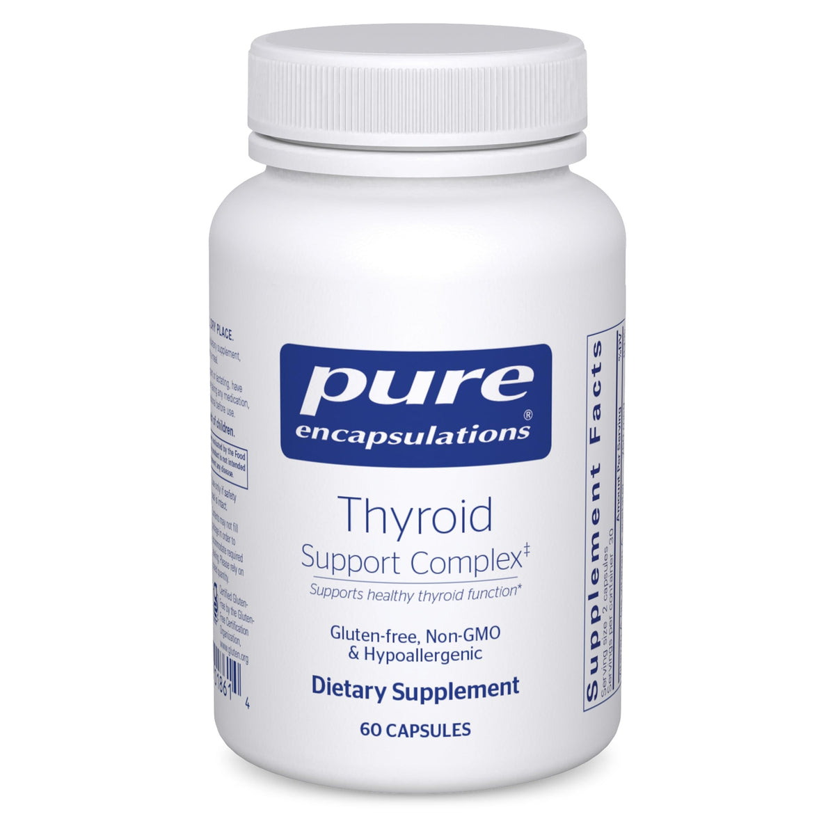 Pure Encapsulations Thyroid Support Complex bottle for daily thyroid wellness.